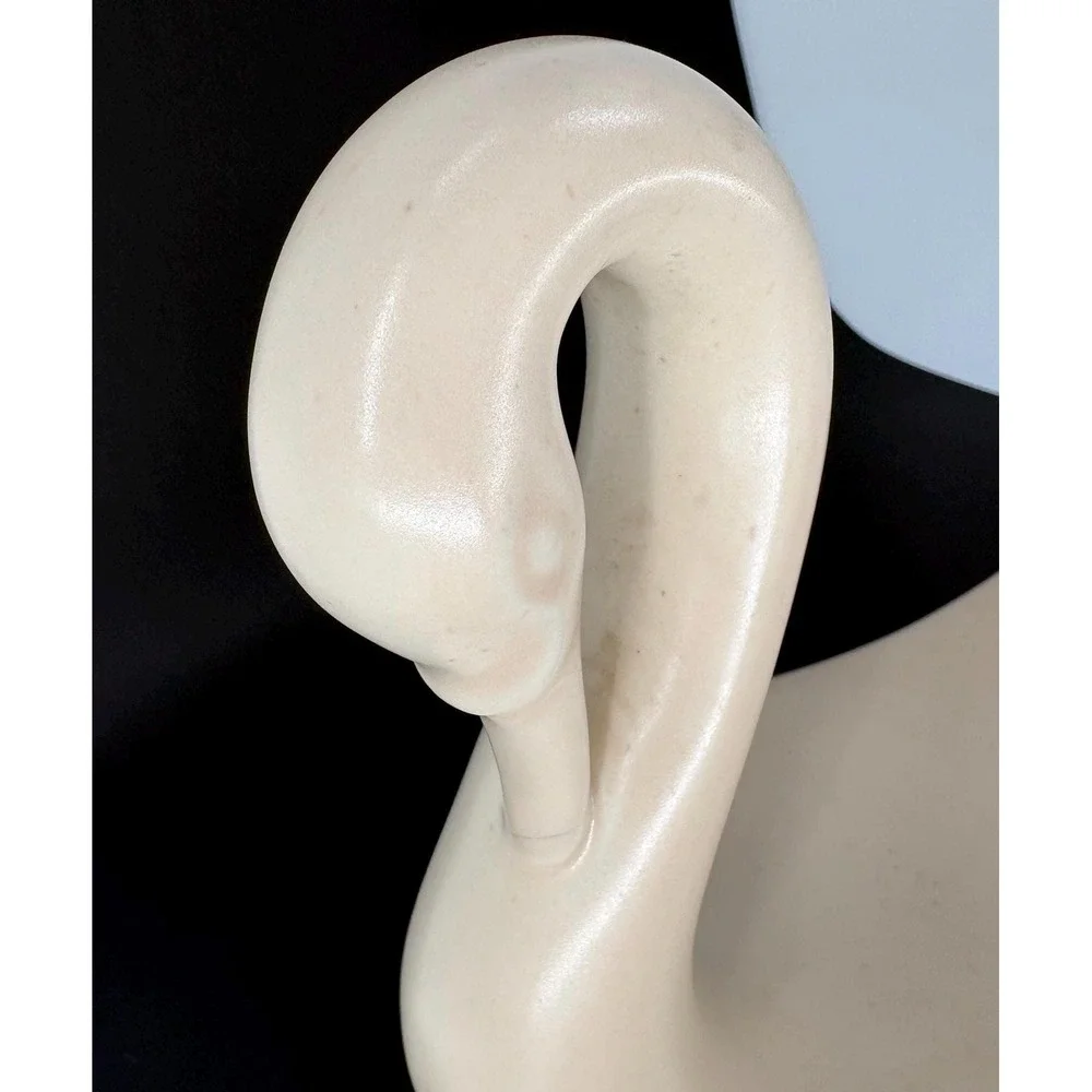 Vintage Ceramic Swan Decor Cream Vanity Organizer Towel Holder Mid Century Decor